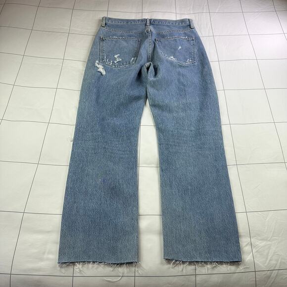 Agolde Jeans Womens 28 Blue 90s Button Fly Distressed Hemmed Raw Hem Casual - Picture 3 of 14
